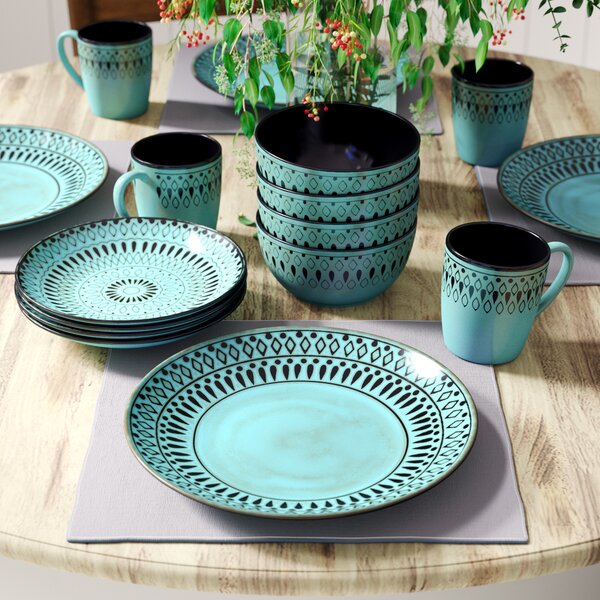 Turquoise discount dinnerware sets